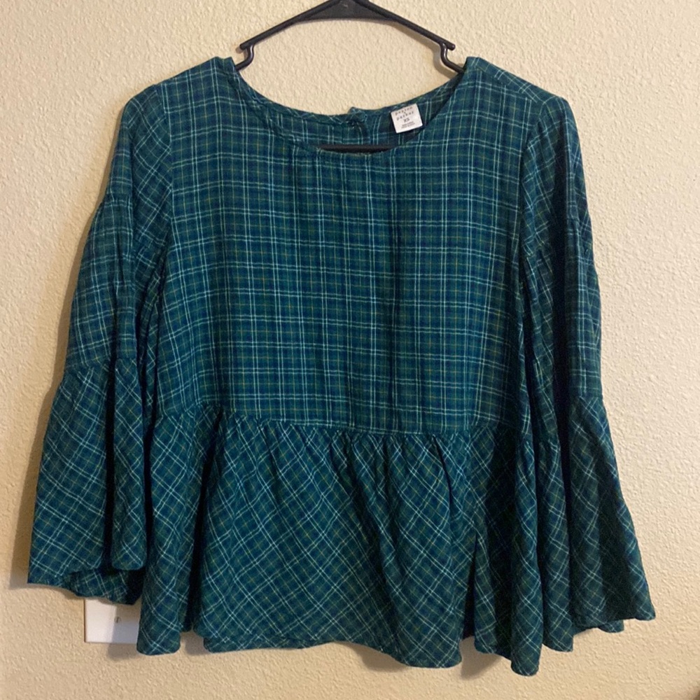 Peyton & Parker peplum plaid top size XS